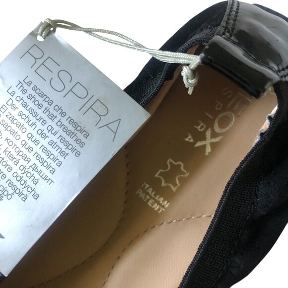 GEOX RESPIRA Italian Patent Leather Cap Toe Ballet Flat Shoe Sz 7 (37) NEW w Tag - Picture 2 of 6